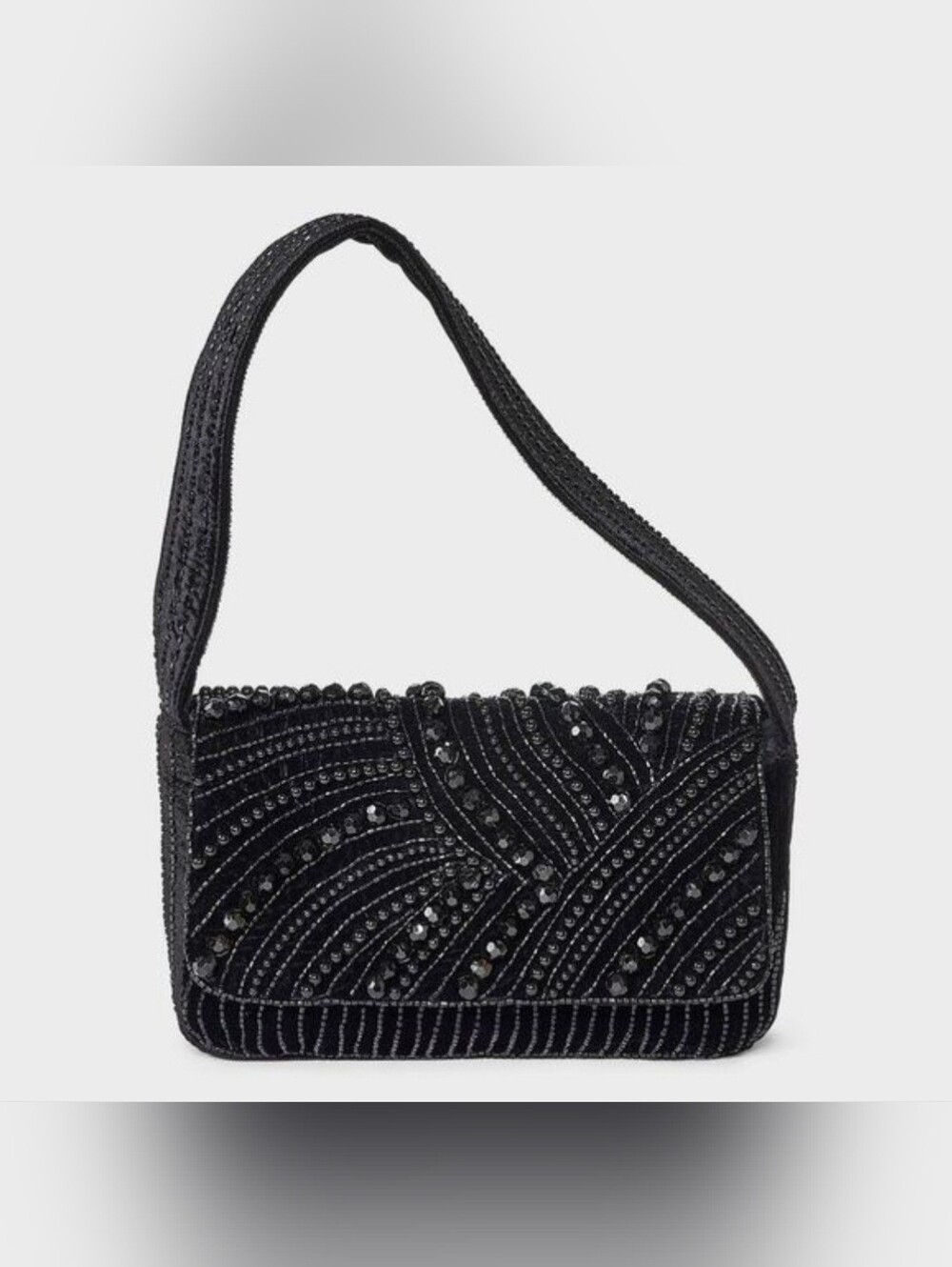 a new day Black Velvet Beaded Shoulder Bag - Picture 1 of 4